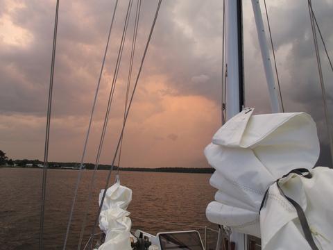 Anchored off of Vandemere. There is nothing like the colors of the late afternoon summer sky in the south.