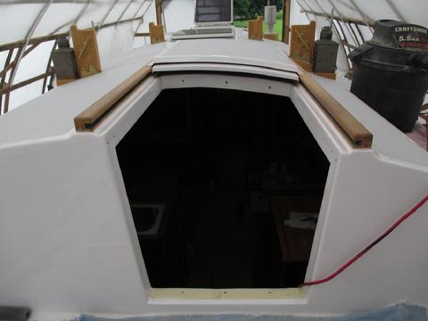 The companionway before I installed the teak trim.