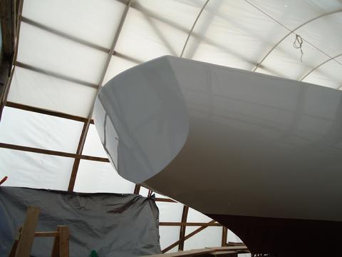 There were four or five holes in the transom area. It looks perfectly smooth. I'll install the Cape Horn Windvane soon.