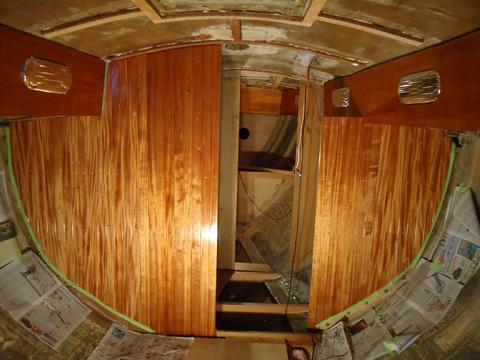 Main saloon bulkheads looking forward.