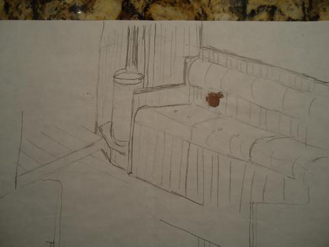 Another drawing from a couple of years ago that depicts the sectional nature of the settees.