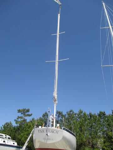 Positioning the mast over the partners.