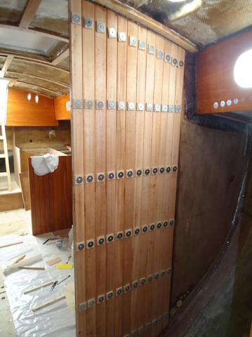 The aft bulkhead in the head compartment.