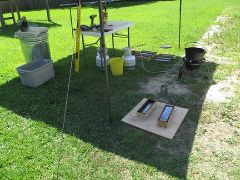 The last two ingot. I only had enough lead to fill the eight mold about half way, thus 225 pounds of lead.