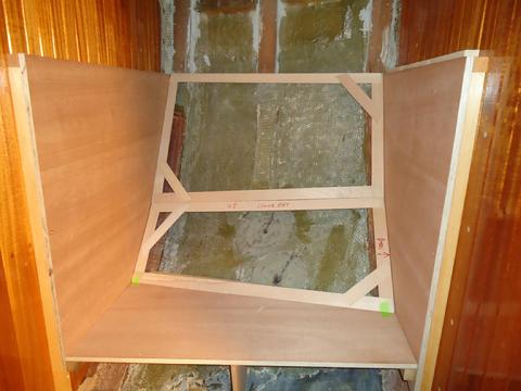 The template for two "chined" side panels to increase room in the sitz tub.