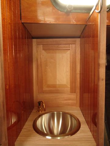 the cabinet door over the head sink.