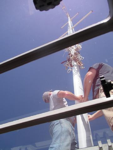 Gayle shot this photo from inside the boat. Note the reinforcing panels that Robert added to our mast.