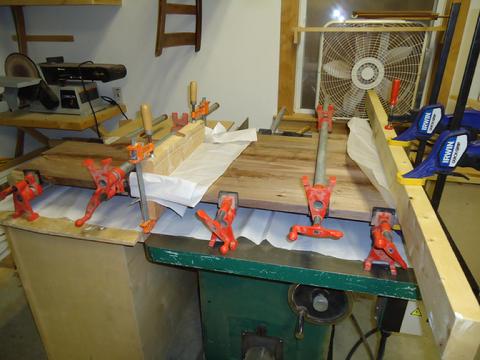 Glued with Titebond III and clamped up. You can never have too many clamps.