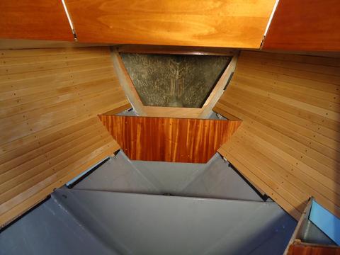 Forward cabin after ceiling installation.