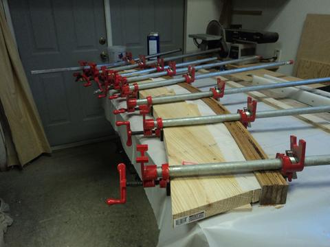 The lams glued up in the jig.