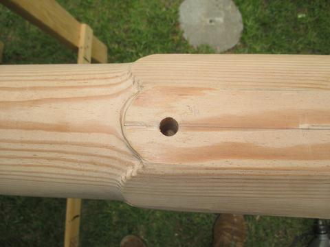 Half way through . . . a nice straight 1/2" diameter hole.