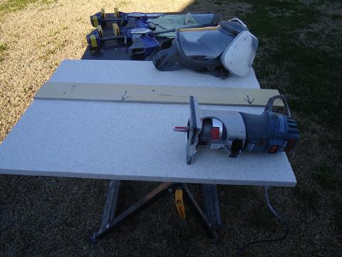 Minus the jig saw, these are all the tools I needed to cut the solid surface countertop.