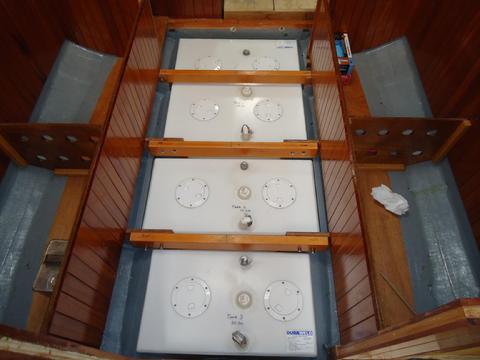 The water tanks and cabin sole beams reinstalled.