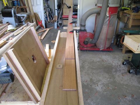 I placed the pieces in the scarfing jig and clamped them in place.