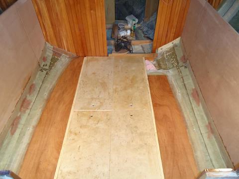 Two coats of epoxy have been applied to seal the locker bottoms.