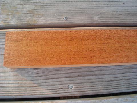 Jointed, ripped on the table saw to 2 1/2" wide, and with the first coat of thinned spar varnish applied.